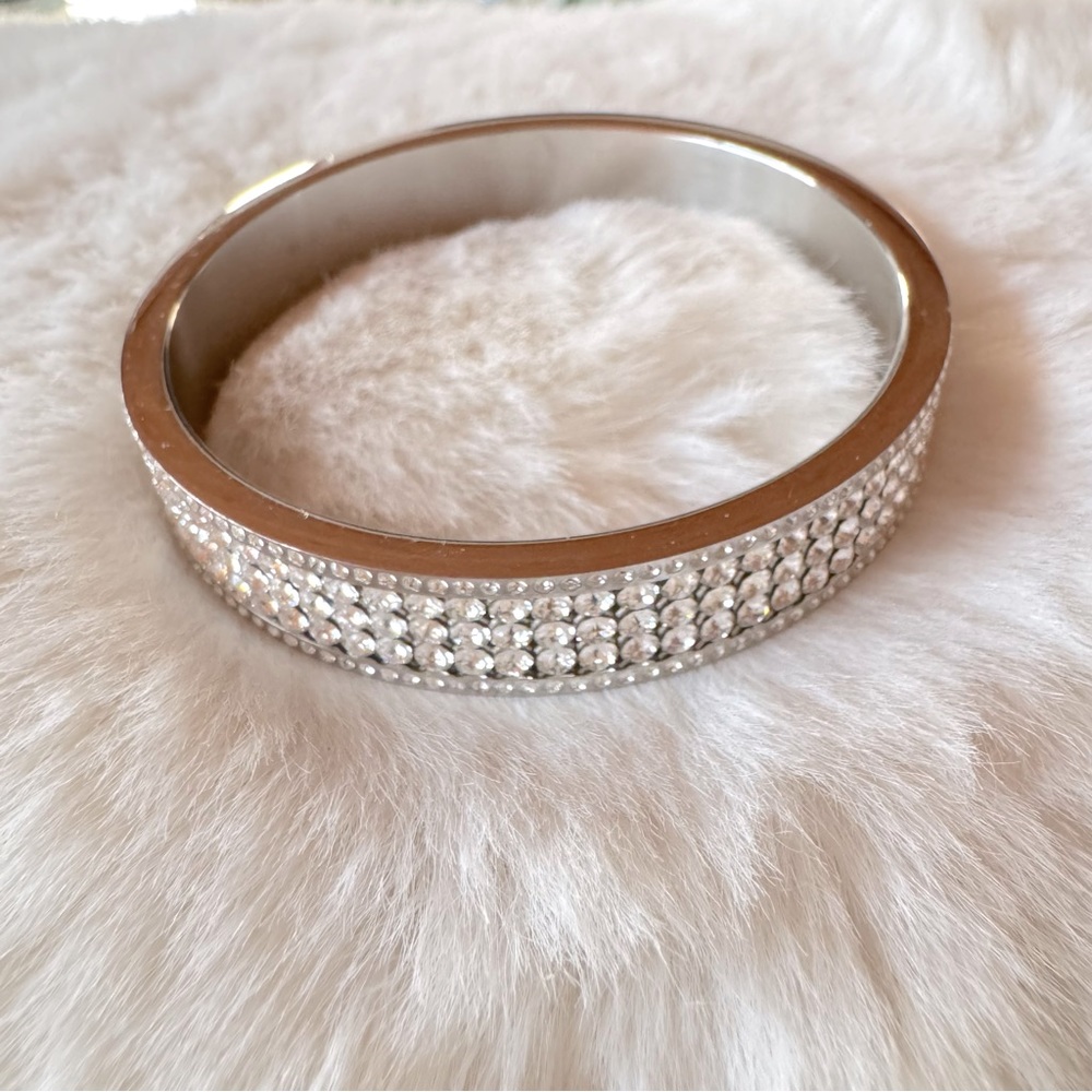 Silver Rhinestone Cuff Bracelet Bangle